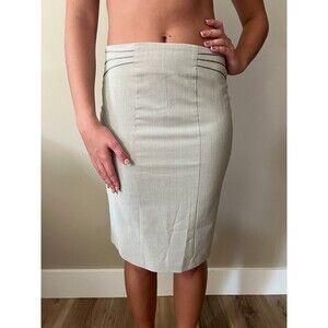 Ladies Khaki Pencil Suit Skirt w/20’s Style Side Ribbing - IZ Byer California 9